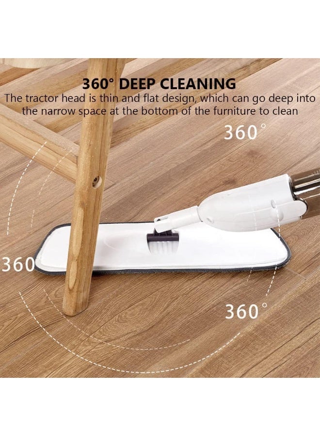 مساحة ارضيات مع بخاخ ماء دوارة بزاوية 360 درجة ومزودة بخزان ماء لتلميع الارضيات والسيراميك والحمام والمطبخ مساحة مزودة ببخاخ مع وسادة قابلة للغسل من المايكروفايبر سهلة الدوران بزاوية 360 درجة لتنظيف الأرضيات للمنزل والمكتب مصنوعة من الألومنيوم - Image 5